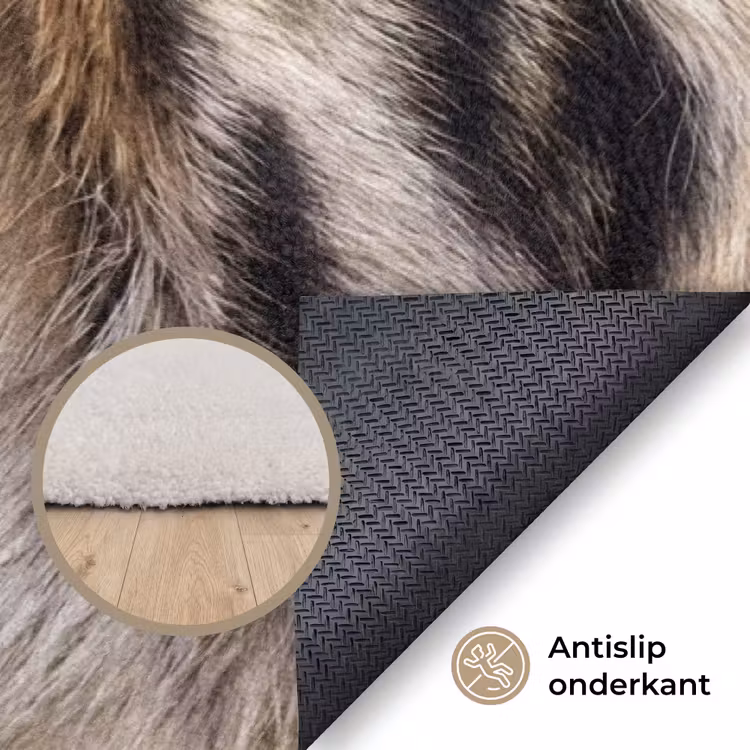 Tijgervacht - Klassiek - Zwart Vloerkleed Rechthoek klein -uniquesellingpoint_antislip_NL_DE