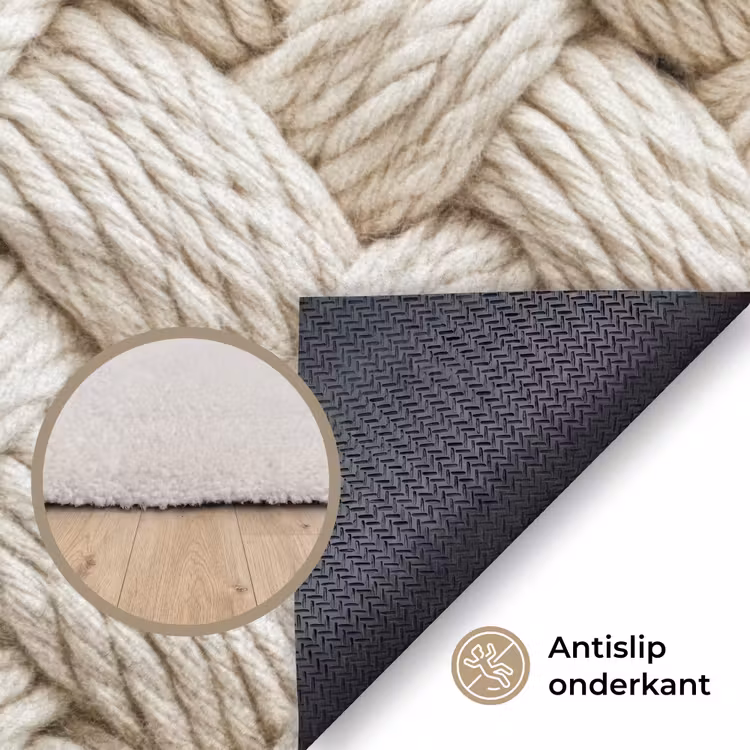 Touw - Gebreid - Beige Vloerkleed Rechthoek klein 1091 -uniquesellingpoint_antislip_NL