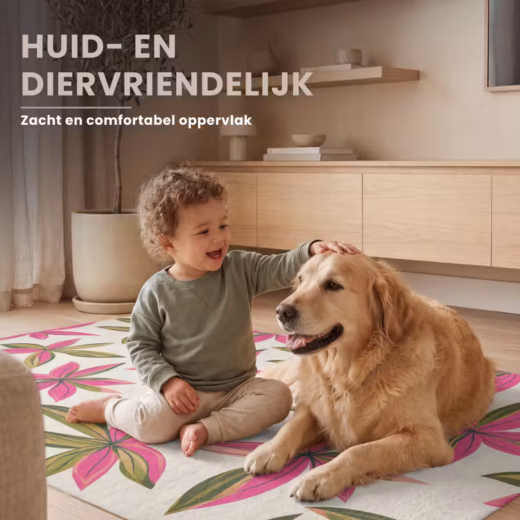 Tropisch - Bloem - Roze Vloerkleed Rechthoek klein 1091 -uniquesellingpoint_zacht_NL