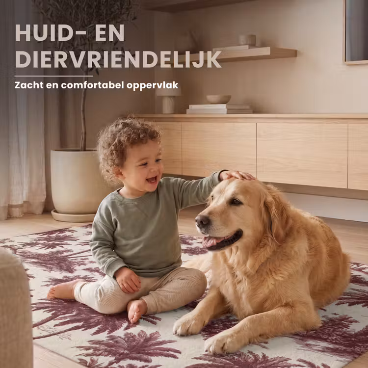 Tropisch - Geometrisch - Bordeauxrood Vloerkleed Rechthoek klein 1091 -uniquesellingpoint_zacht_NL