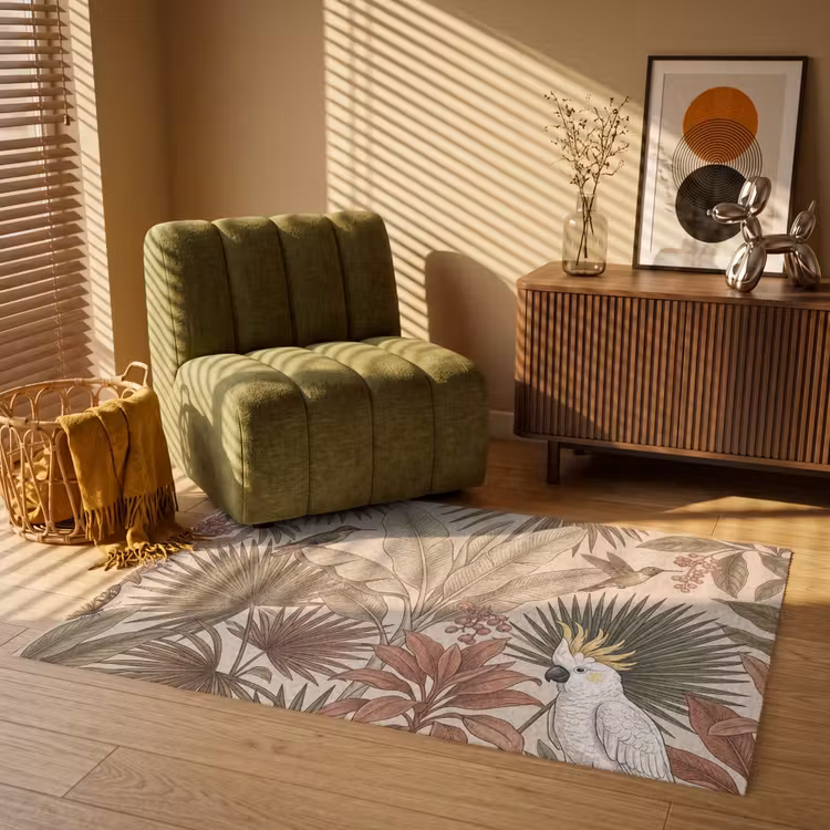 Tropisch - Vogels - Beige Vloerkleed Rechthoek klein -atmosphere_sfeer1_global