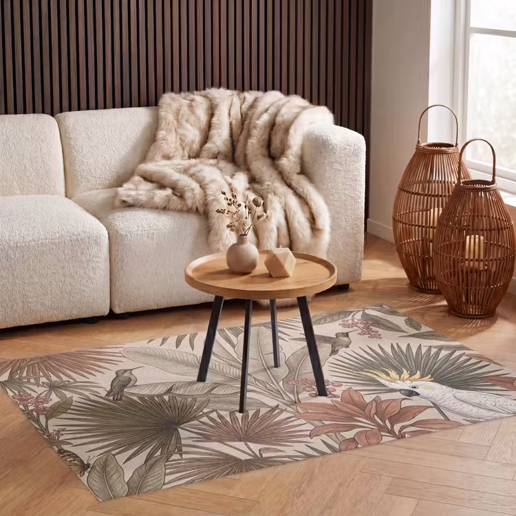 Tropisch - Vogels - Beige Vloerkleed Rechthoek klein -atmosphere_sfeer2_global