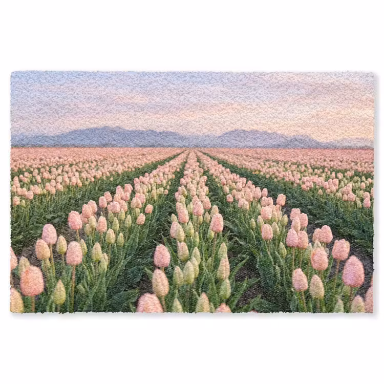 Tulpen - Landschap - Roze Vloerkleed Rechthoek klein -3d