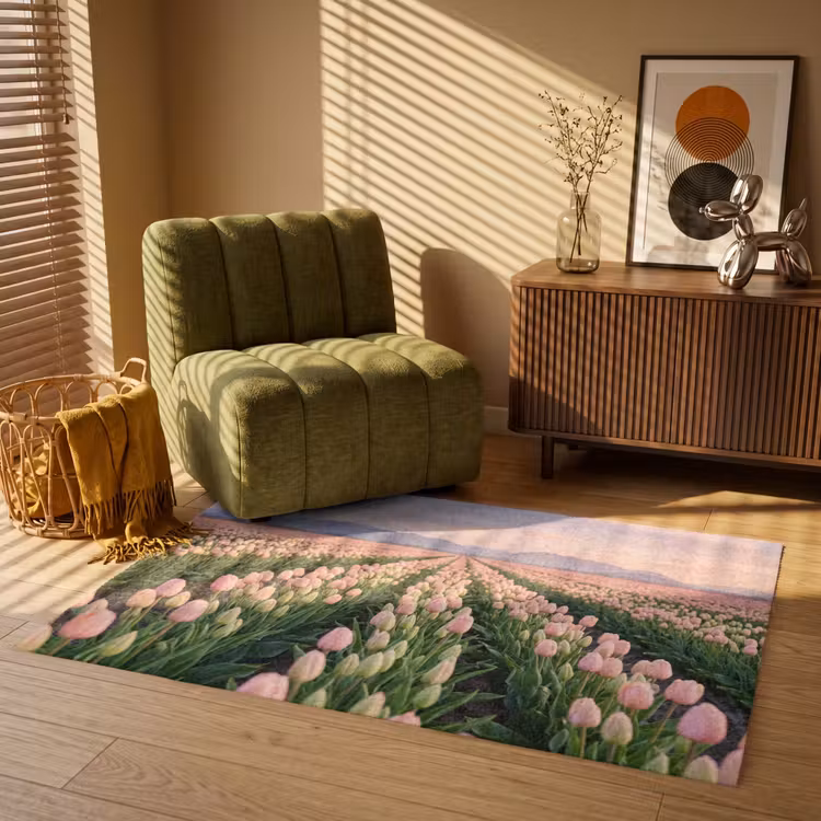 Tulpen - Landschap - Roze Vloerkleed Rechthoek klein -atmosphere_sfeer1_global