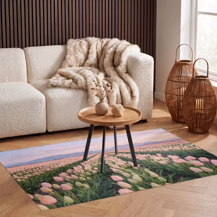 Tulpen - Landschap - Roze Vloerkleed Rechthoek klein -atmosphere_sfeer2_global