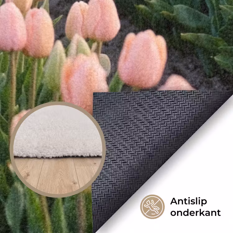 Tulpen - Landschap - Roze Vloerkleed Rechthoek klein -uniquesellingpoint_antislip_NL