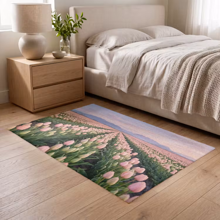Tulpen - Landschap - Roze Vloerkleed Rechthoek klein -atmosphere_sfeer3_global