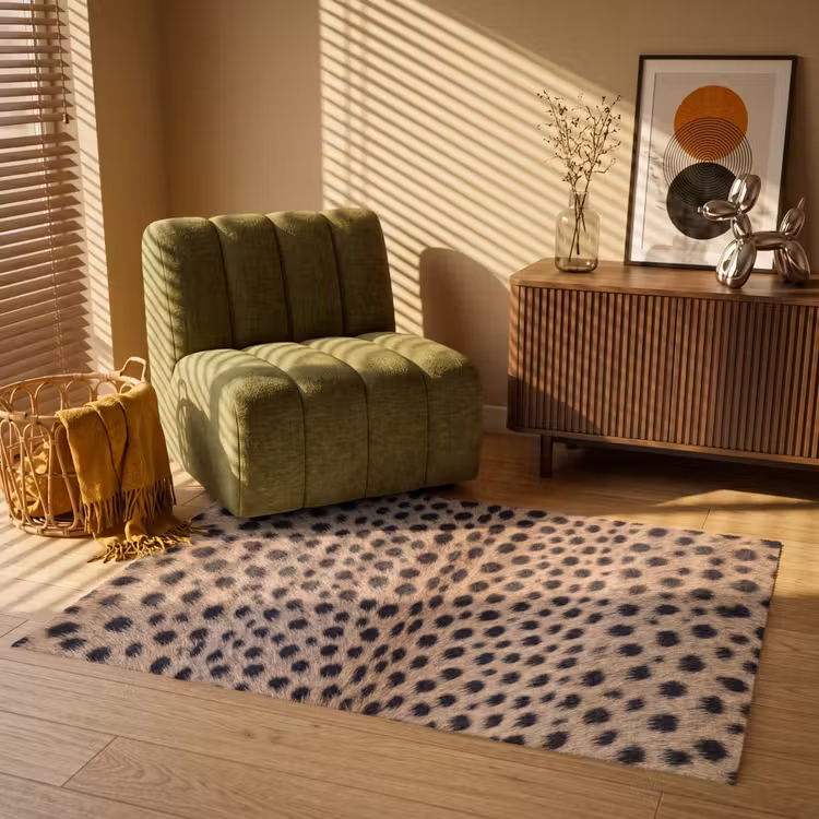 Vacht - Jachtluipaard - Zwart - Wit Vloerkleed Rechthoek klein -atmosphere_sfeer1_global