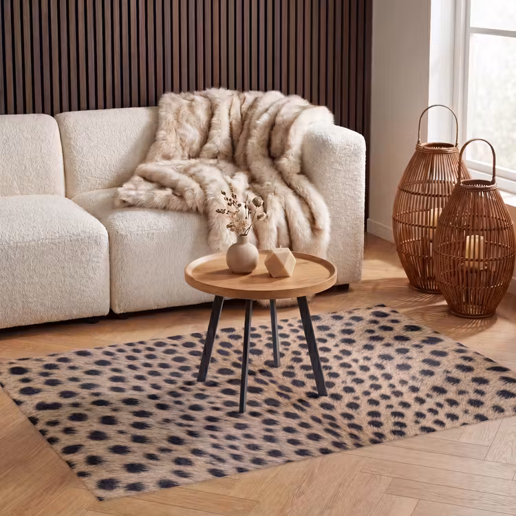 Vacht - Jachtluipaard - Zwart - Wit Vloerkleed Rechthoek klein -atmosphere_sfeer2_global