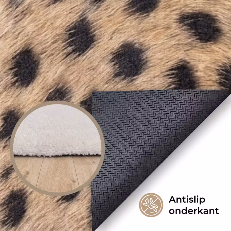 Vacht - Jachtluipaard - Zwart - Wit Vloerkleed Rechthoek klein -uniquesellingpoint_antislip_NL