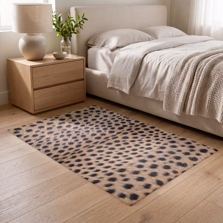 Vacht - Jachtluipaard - Zwart - Wit Vloerkleed Rechthoek klein -atmosphere_sfeer3_global