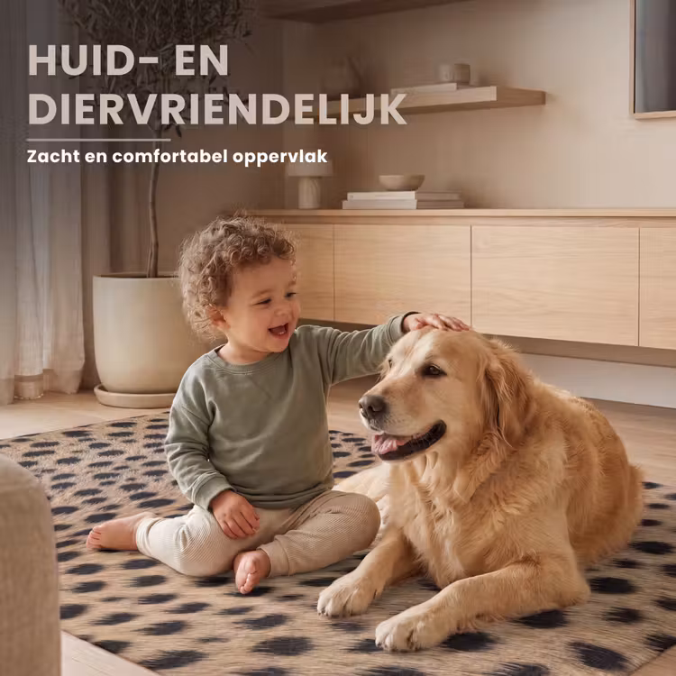 Vacht - Jachtluipaard - Zwart - Wit Vloerkleed Rechthoek klein -uniquesellingpoint_zacht_NL