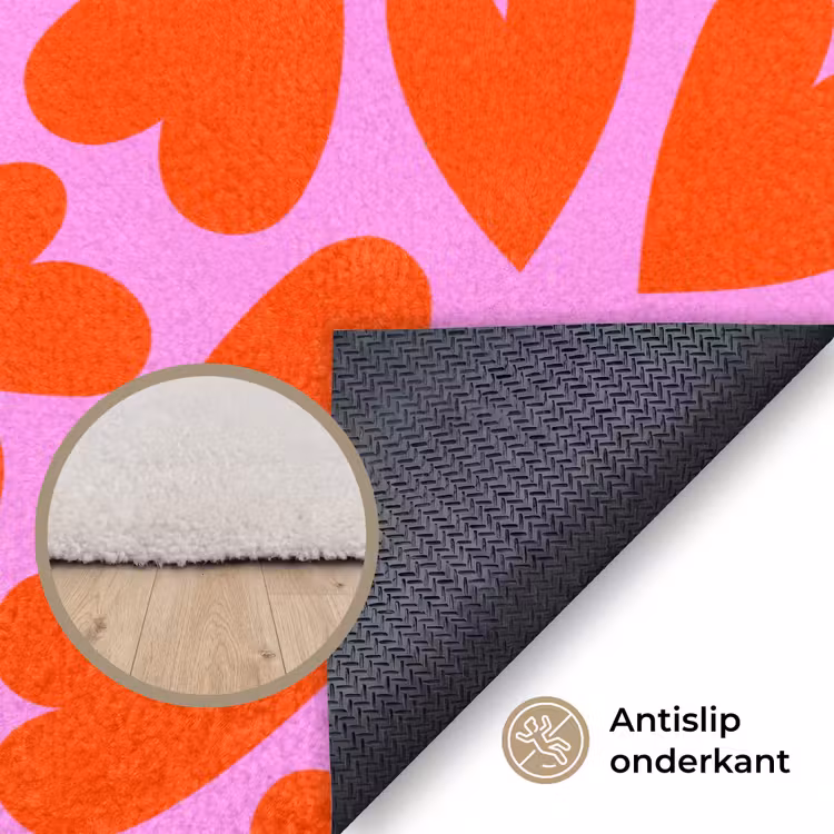 Valentijn - Patroon - Roze - Rood Vloerkleed Rechthoek klein 1091 -uniquesellingpoint_antislip_NL