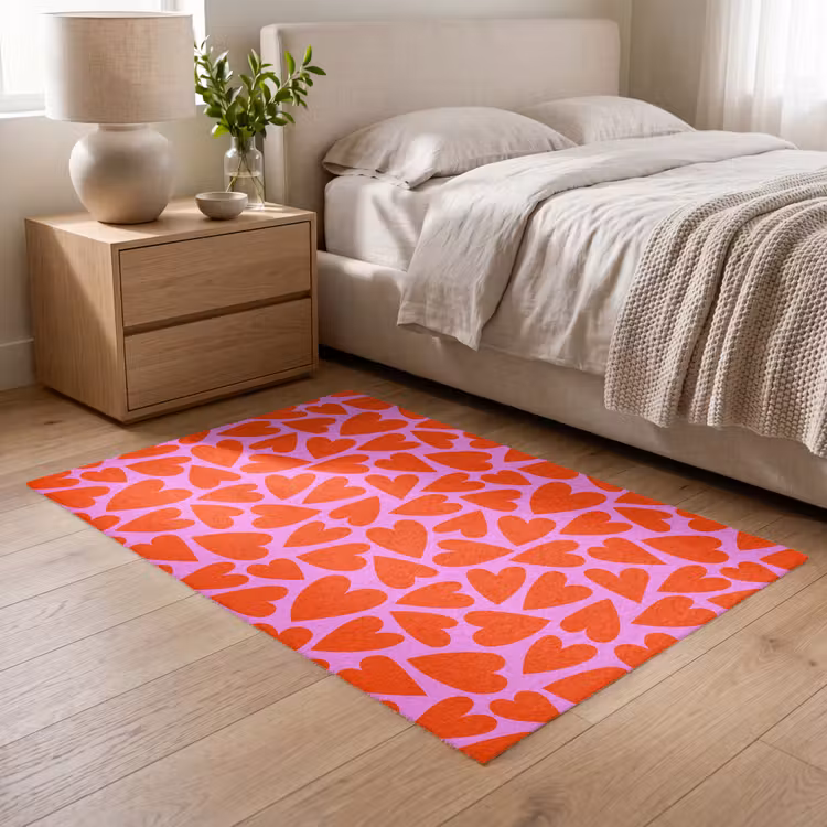 Valentijn - Patroon - Roze - Rood Vloerkleed Rechthoek klein 1091 -atmosphere_sfeer3_global