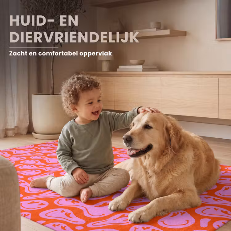 Valentijn - Smiley - Rood - Roze Vloerkleed Rechthoek klein 1091 -uniquesellingpoint_zacht_NL