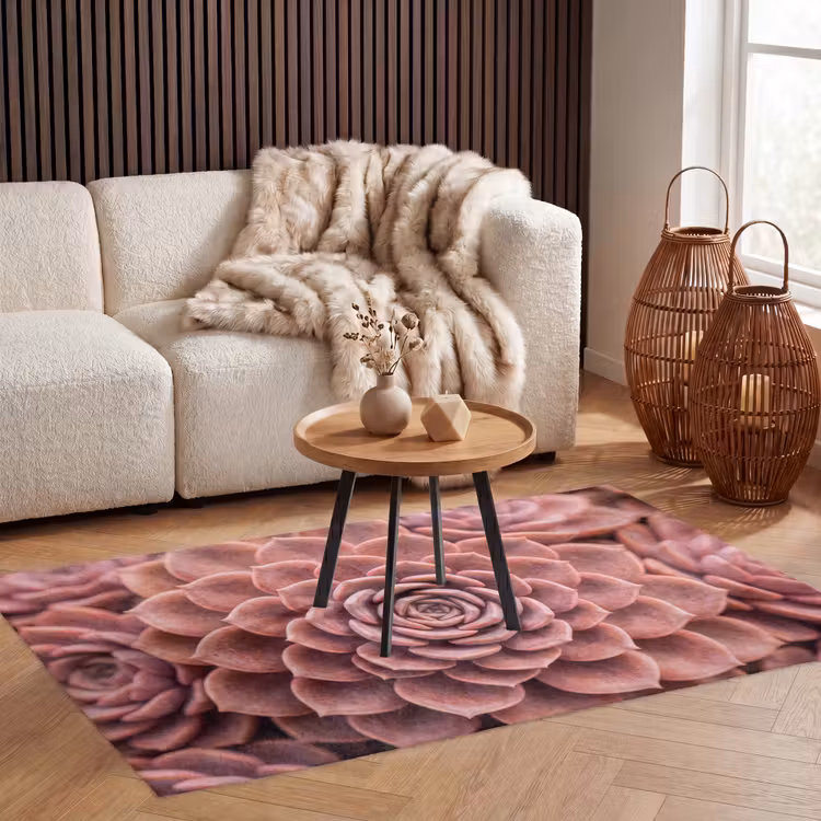 Vetplant - Organisch - Roze Vloerkleed Rechthoek klein -atmosphere_sfeer2_global