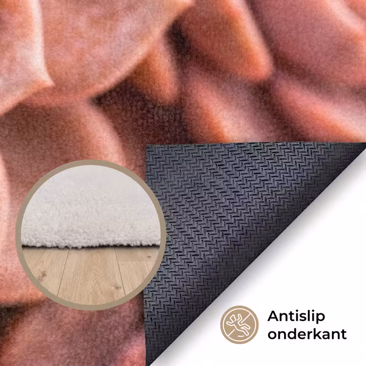 Vetplant - Organisch - Roze Vloerkleed Rechthoek klein -uniquesellingpoint_antislip_NL
