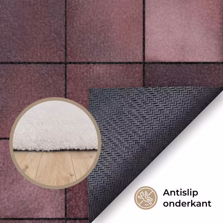Vierkant - Tegel - Patroon - Paars Vloerkleed Rechthoek klein 1091 -uniquesellingpoint_antislip_NL_DE