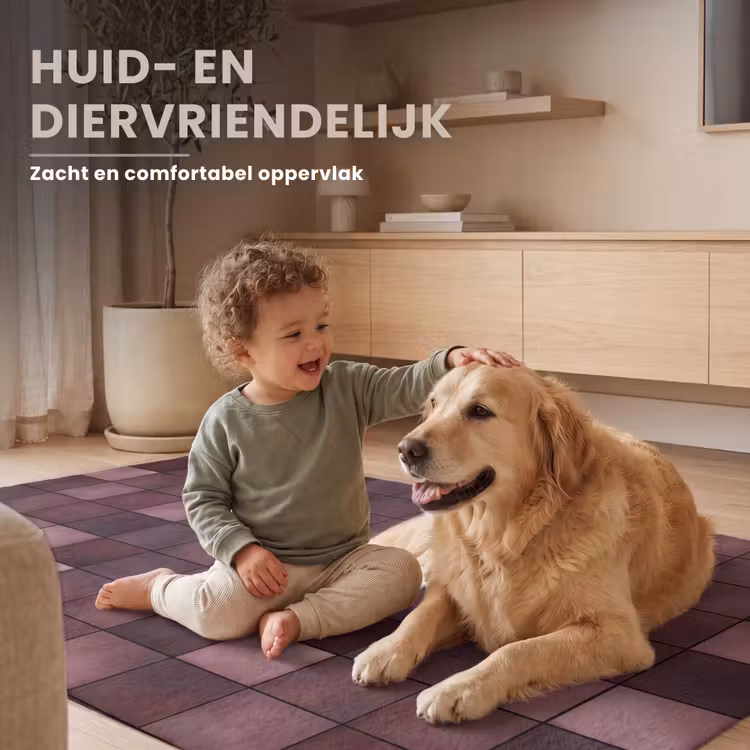 Vierkant - Tegel - Patroon - Paars Vloerkleed Rechthoek klein 1091 -uniquesellingpoint_zacht_NL