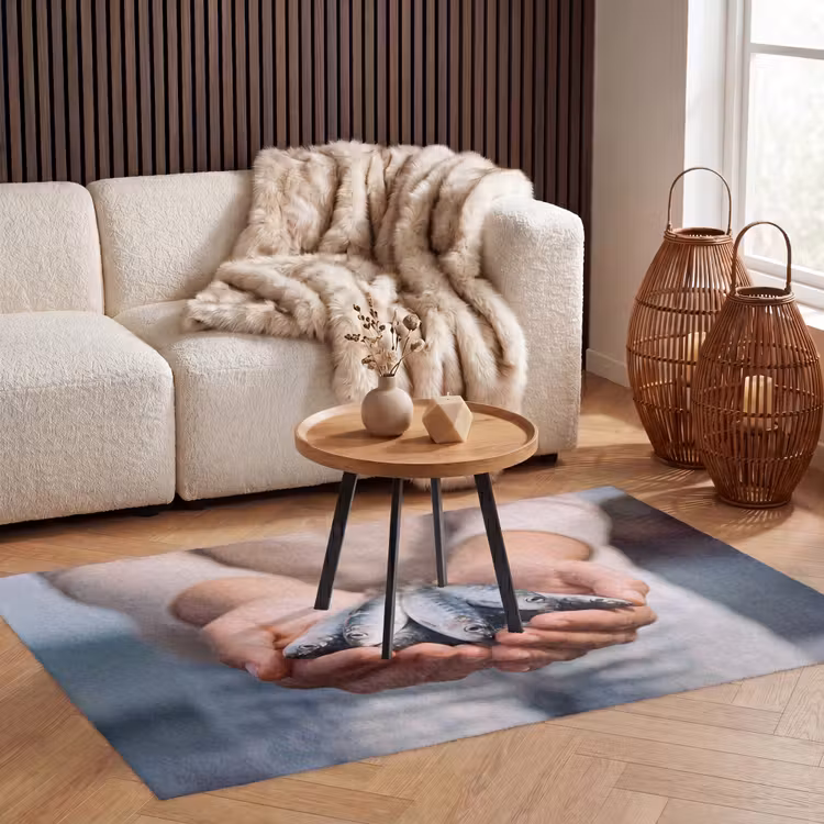 Vloerkleed - Vis - Handen - Natuur - Vis - Handen - Natuur Vloerkleed Rechthoek klein