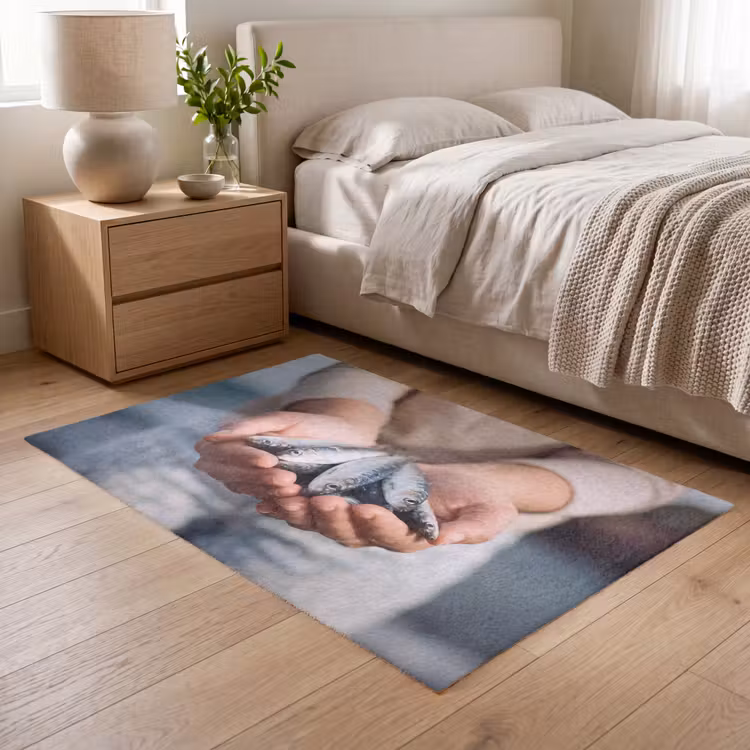 Vloerkleed - Vis - Handen - Natuur - Vis - Handen - Natuur Vloerkleed Rechthoek klein