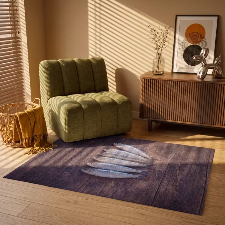 Vloerkleed - Vis - Hout - Eten - Vis - Hout - Eten Vloerkleed Rechthoek klein