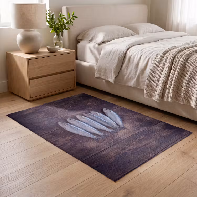 Vloerkleed - Vis - Hout - Eten - Vis - Hout - Eten Vloerkleed Rechthoek klein