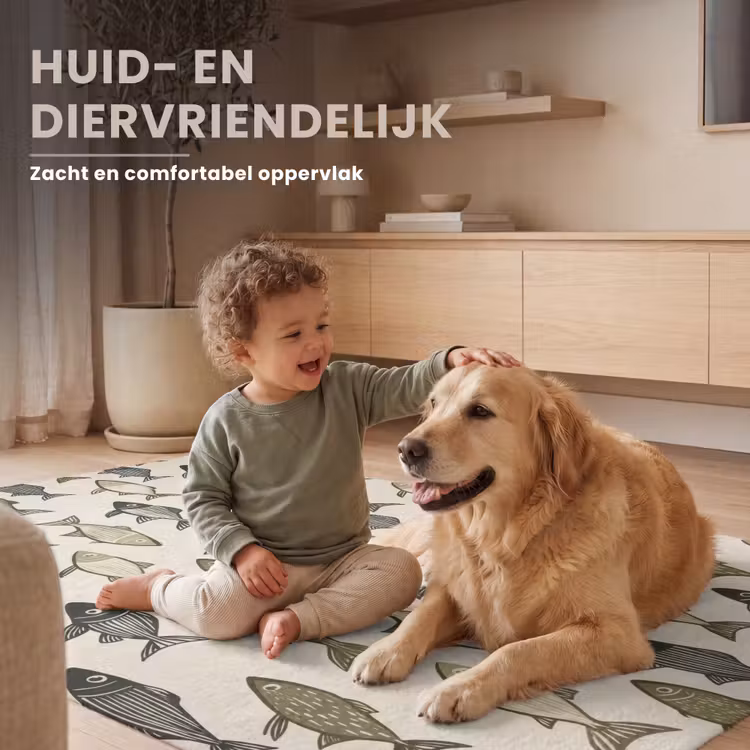 Vissen - Klassiek - Groen Vloerkleed Rechthoek klein 1091 -uniquesellingpoint_zacht_NL