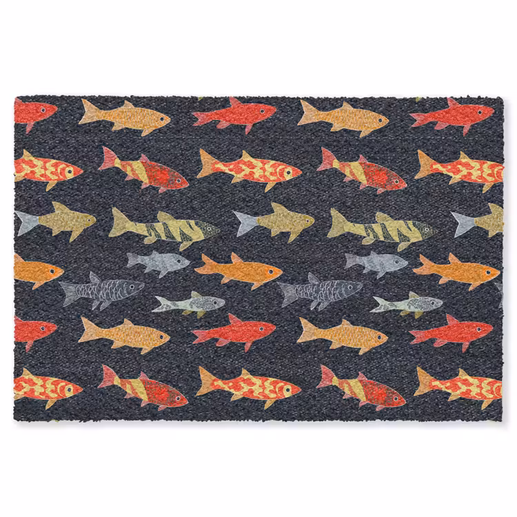 Vissen - Patroon - Kleurrijk Vloerkleed Rechthoek klein 1091 -3d