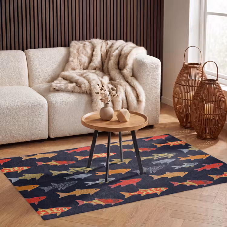 Vissen - Patroon - Kleurrijk Vloerkleed Rechthoek klein 1091 -atmosphere_sfeer2_global
