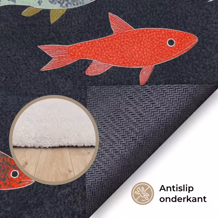 Vissen - Patroon - Kleurrijk Vloerkleed Rechthoek klein 1091 -uniquesellingpoint_antislip_NL_DE