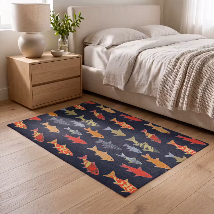 Vissen - Patroon - Kleurrijk Vloerkleed Rechthoek klein 1091 -atmosphere_sfeer3_global