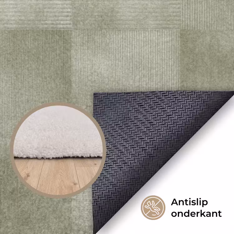 Vlakken - Rustiek - Groen Vloerkleed Rechthoek klein 1091 -uniquesellingpoint_antislip_NL_DE