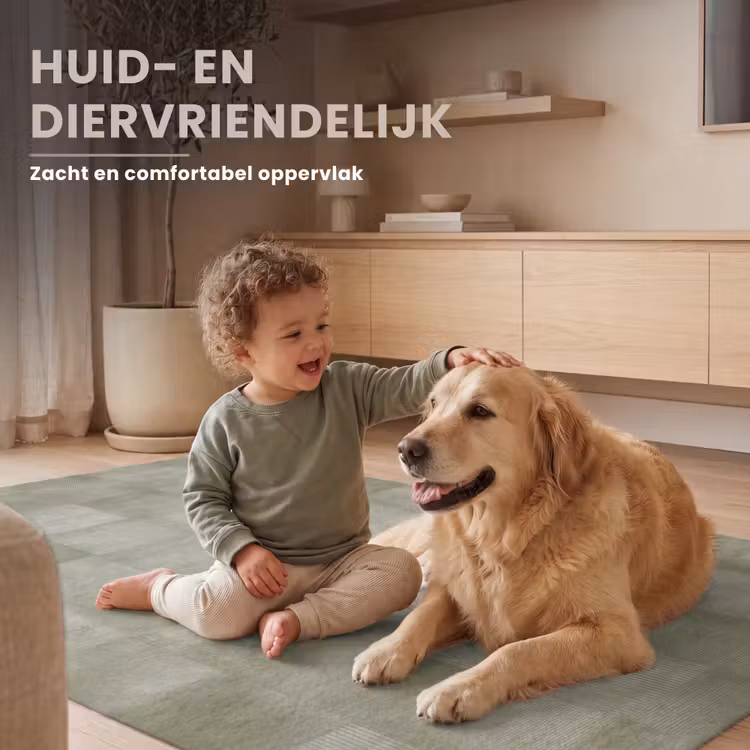 Vlakken - Rustiek - Groen Vloerkleed Rechthoek klein 1091 -uniquesellingpoint_zacht_NL
