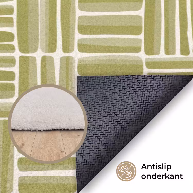 Vlecht - Patroon - Groen Vloerkleed Rechthoek klein 1091 -uniquesellingpoint_antislip_NL_DE