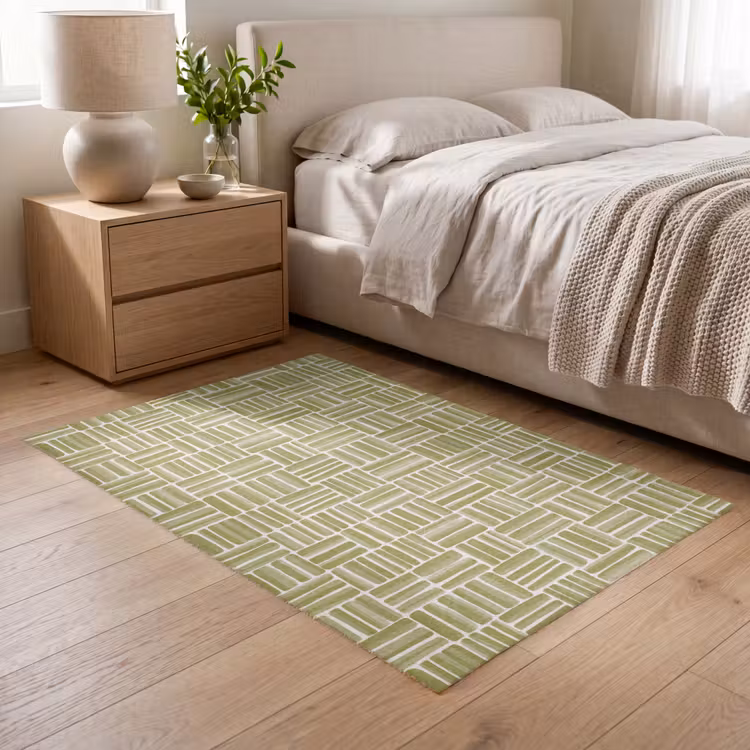 Vlecht - Patroon - Groen Vloerkleed Rechthoek klein 1091 -atmosphere_sfeer3_global