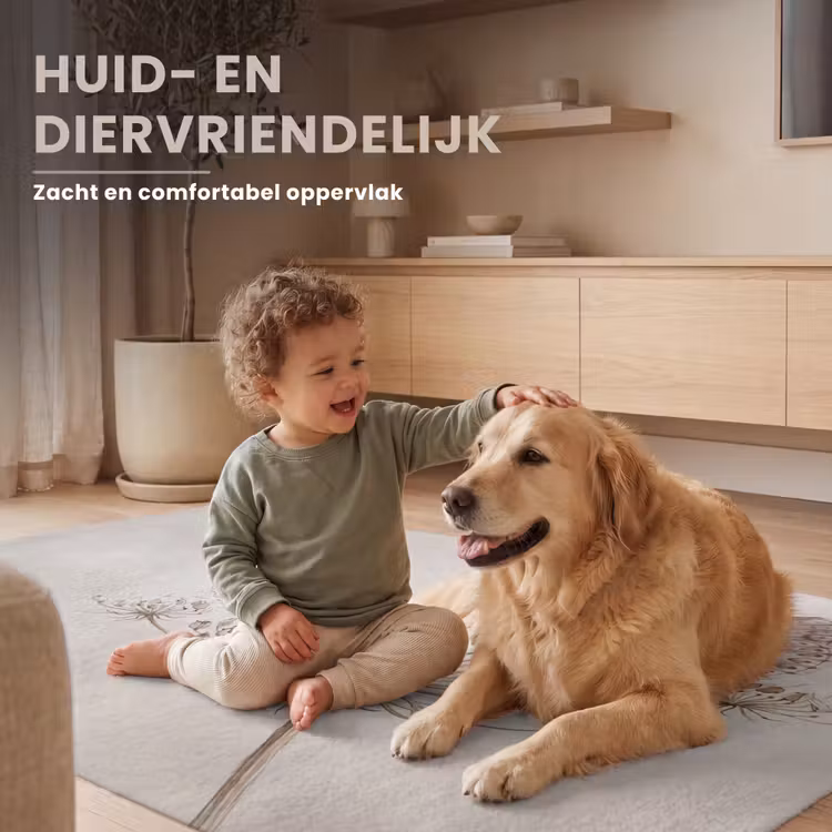 Vlinder - Bloem -Natuur - Beige Vloerkleed Rechthoek klein -uniquesellingpoint_USP_zachtNL_DE