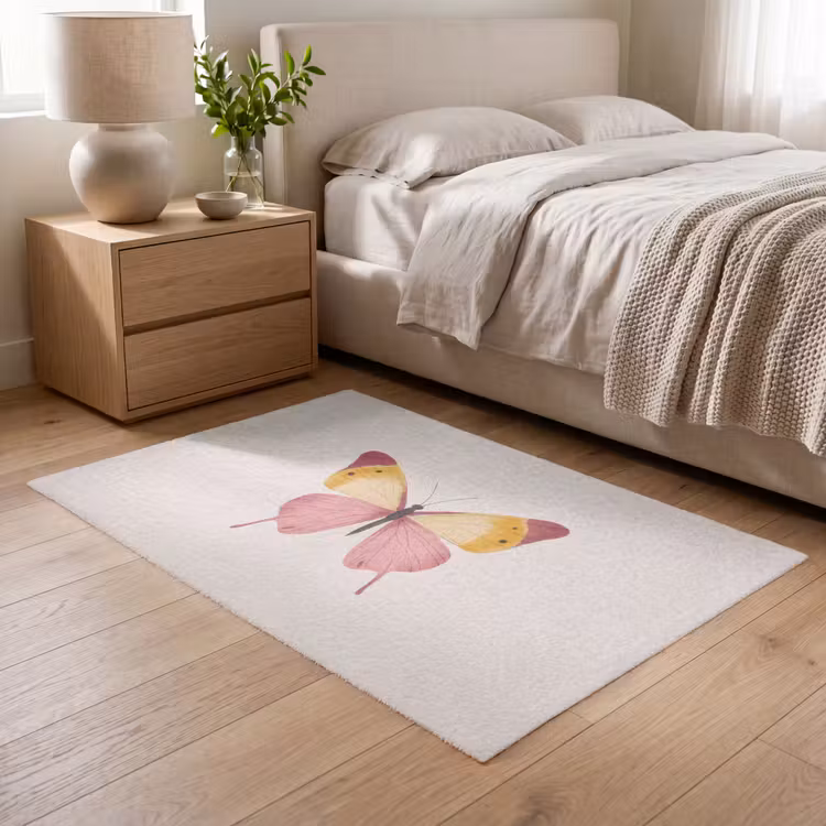 Vlinder - Illustratie - Roze Vloerkleed Rechthoek klein -atmosphere_sfeer3_global