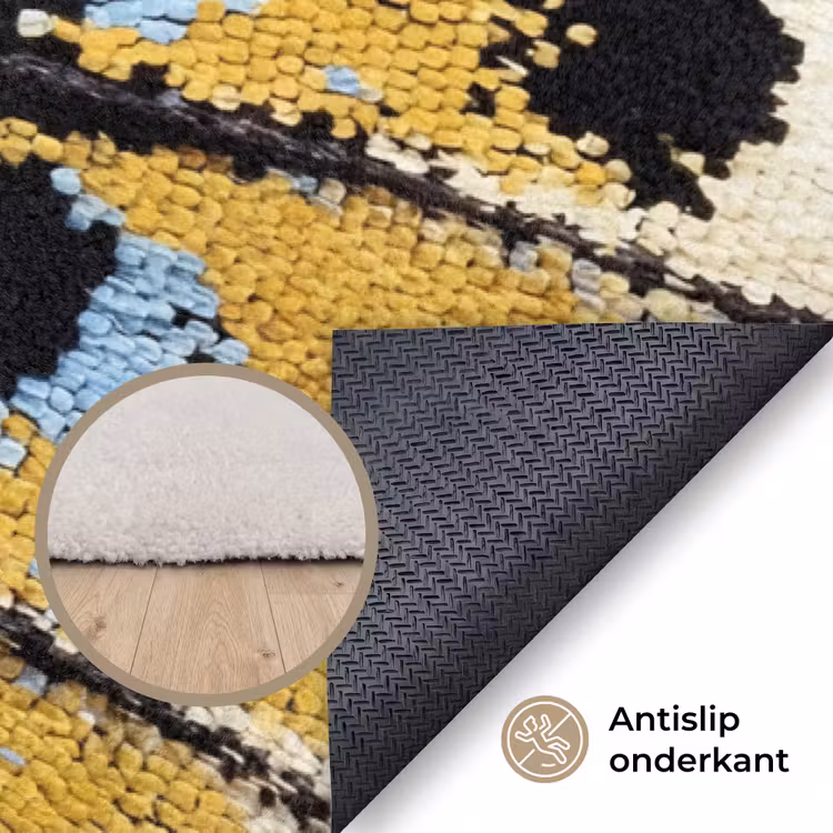 Vlinder - Vleugel - Geel Vloerkleed Rechthoek klein -uniquesellingpoint_antislip_NL_DE