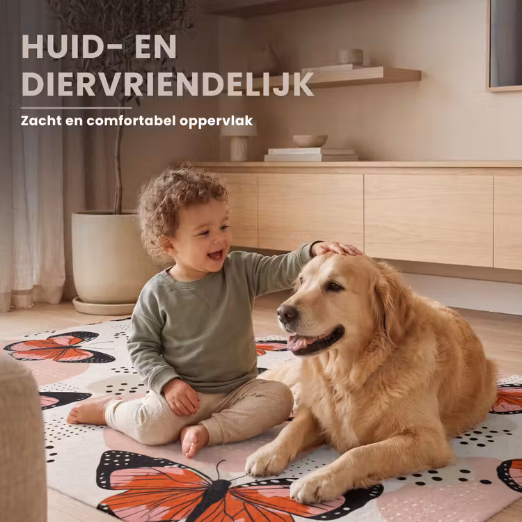 Vlinders - Retro - Kleurrijk Vloerkleed Rechthoek klein 1091 -uniquesellingpoint_zacht_NL