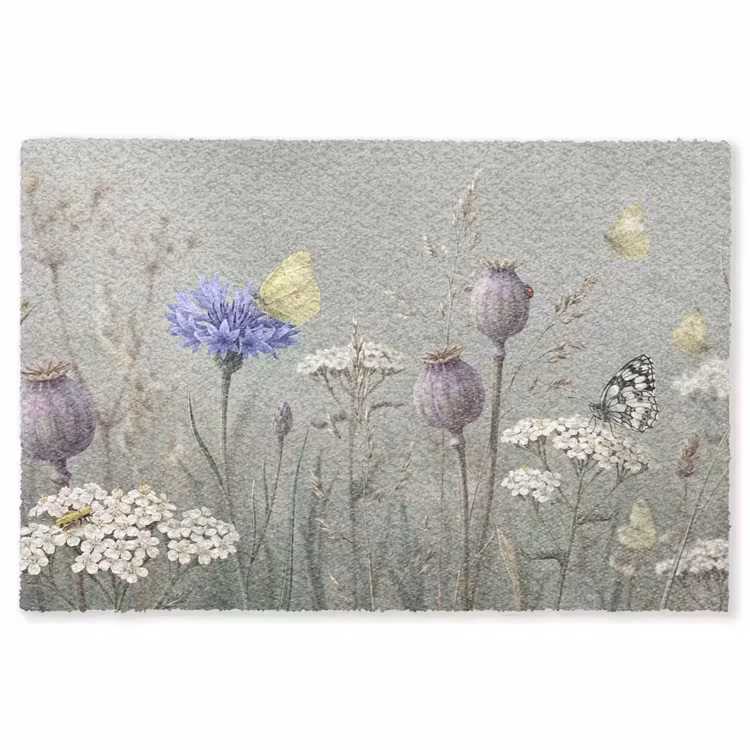 Vlinders - Wildbloemen - Illustratie - Kleurrijk Vloerkleed Rechthoek klein -3d