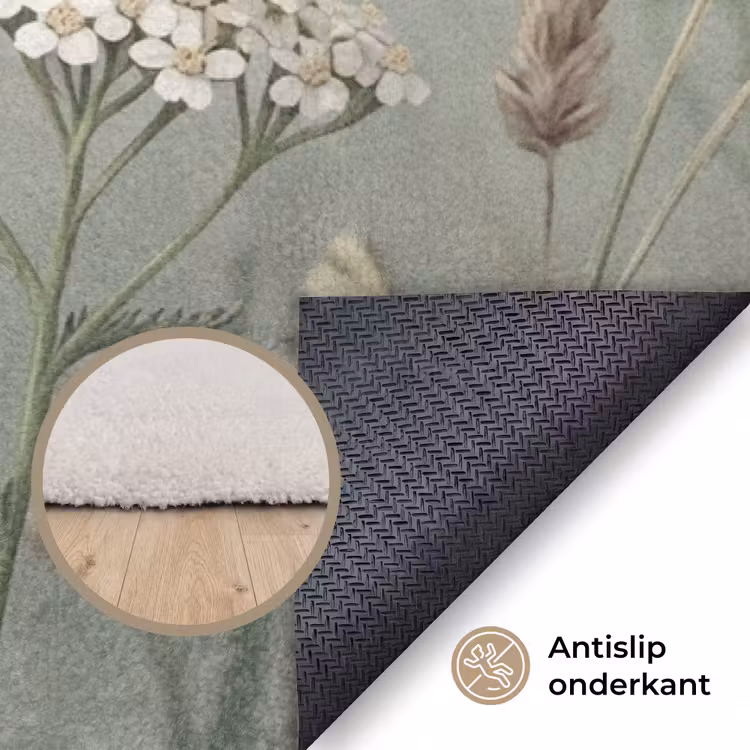 Vlinders - Wildbloemen - Illustratie - Kleurrijk Vloerkleed Rechthoek klein -uniquesellingpoint_antislip_NL
