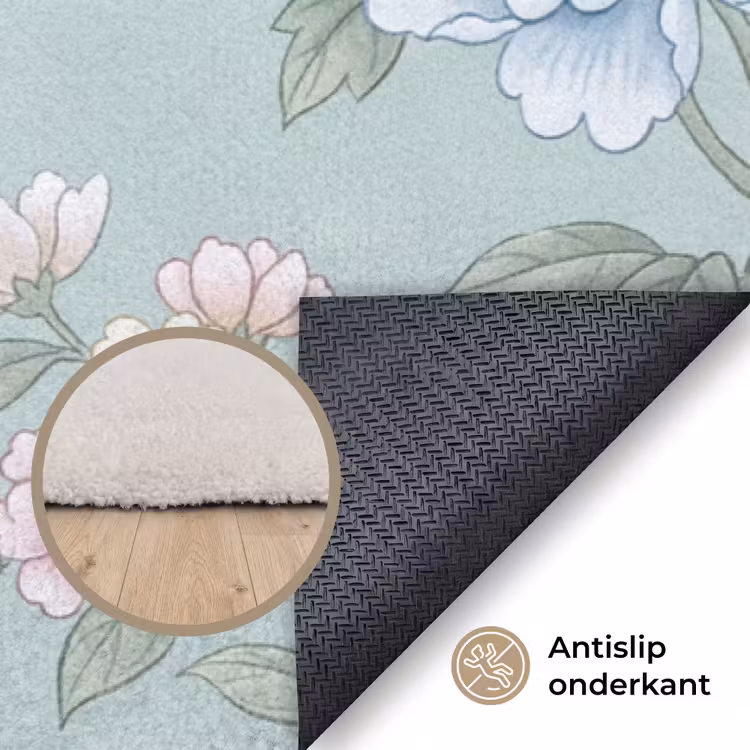 Vogel - Bloemen - Kleurrijk Vloerkleed Rechthoek klein -uniquesellingpoint_antislip_NL