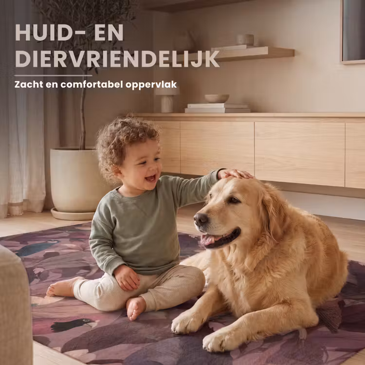 Vogels - Bladeren - Roze Vloerkleed Rechthoek klein 1091 -uniquesellingpoint_zacht_NL