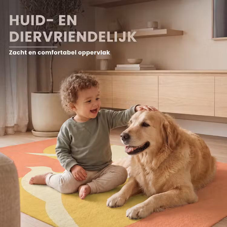 Vogels - Cirkels - Geel Vloerkleed Rechthoek klein -uniquesellingpoint_zacht_NL
