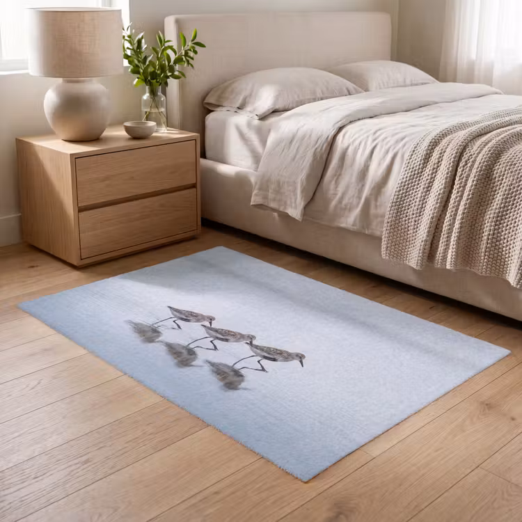 Vogels - Water - Grijs Vloerkleed Rechthoek klein -atmosphere_sfeer3_global