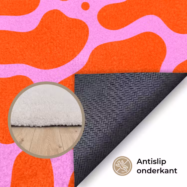 Vormen - Roze - Rood Vloerkleed Rechthoek klein 1091 -uniquesellingpoint_antislip_NL
