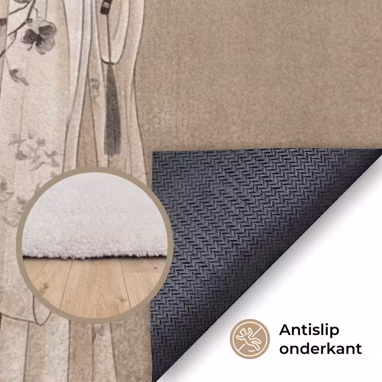 Vrouw - Azië - Kunst - Beige Vloerkleed Rechthoek klein -uniquesellingpoint_antislip_NL_DE