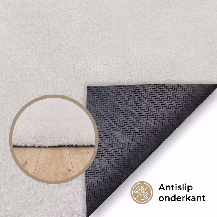 Vrouw - Cirkels - Beige Vloerkleed Rechthoek klein -uniquesellingpoint_antislip_NL_DE