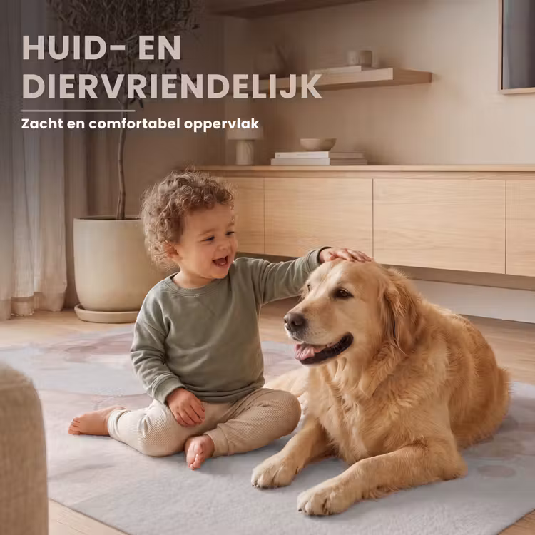 Vrouw - Cirkels - Beige Vloerkleed Rechthoek klein -uniquesellingpoint_USP_zachtNL_DE